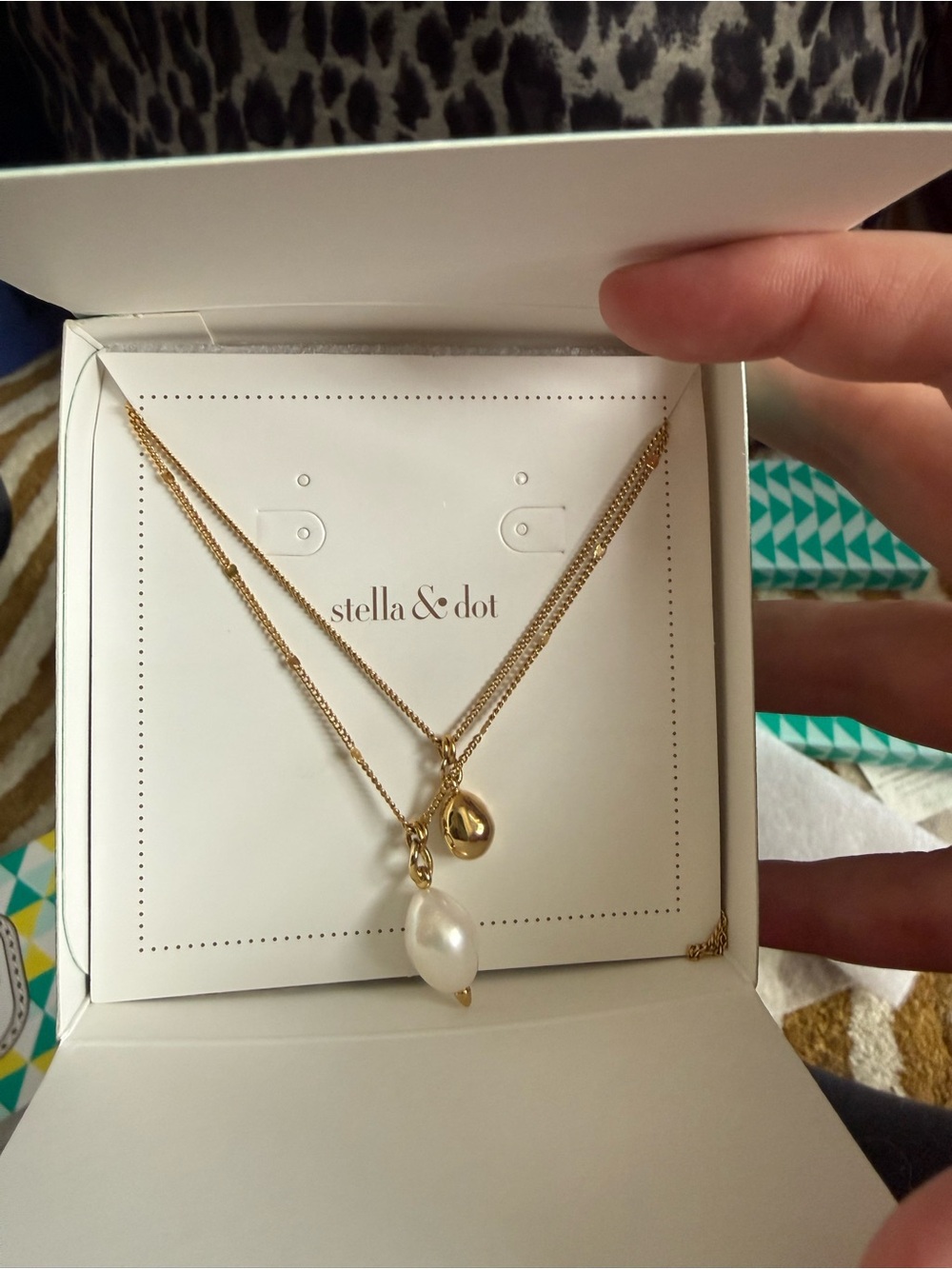 Stella & Dot Delicate Double Pearl Pendant Necklace